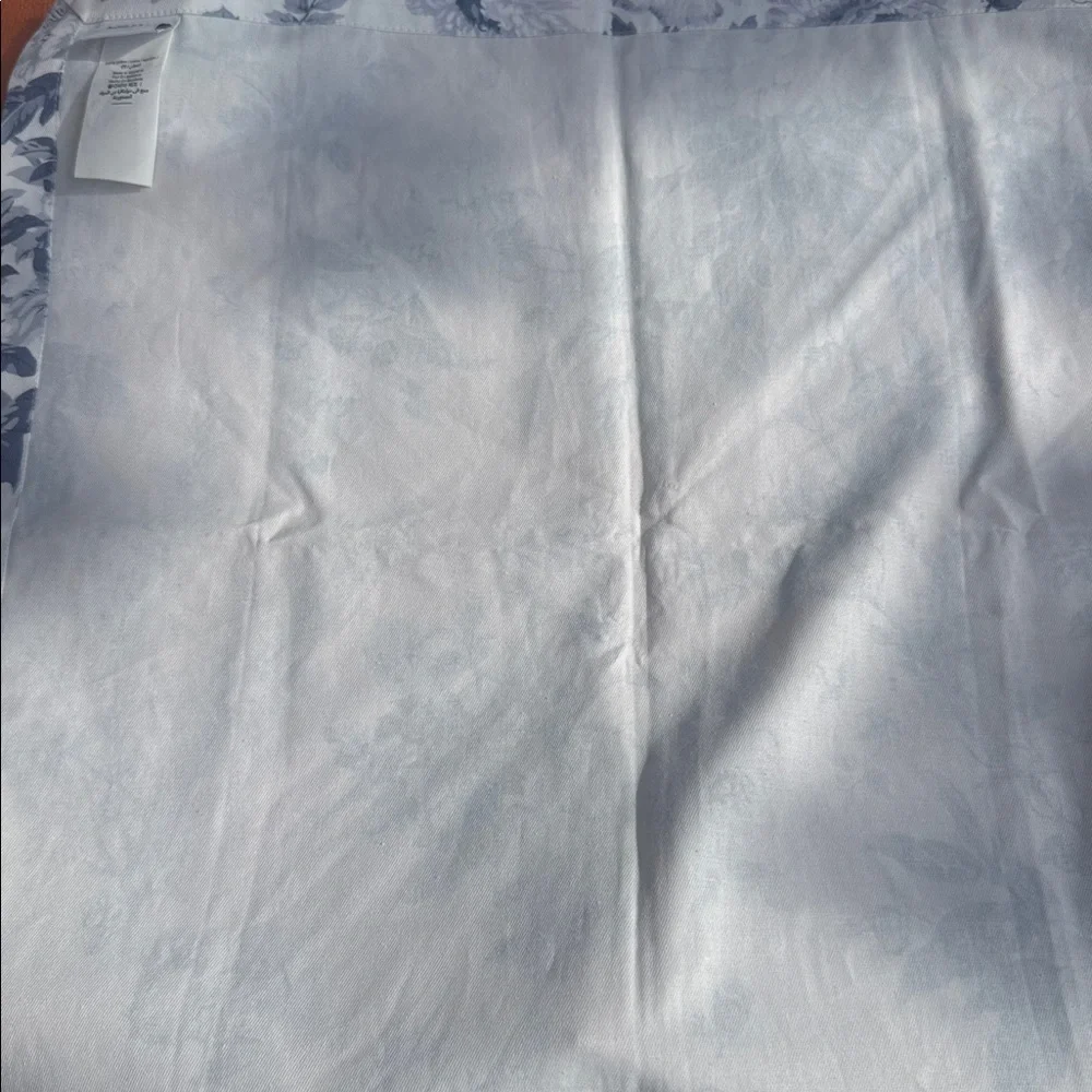 Williams Sonoma White Tablecloth with Blue Floral Accents